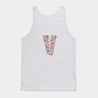 Floral Monogram Letter V Tank Top